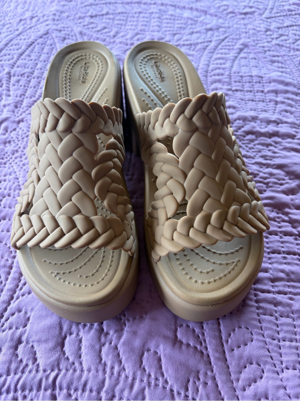 CROCS Braided wedge sandals in Beige